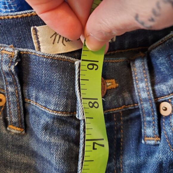 Madewell 9" High Risers Skinny Skinny Distressed Blue Jeans Size 25 - Picture 9 of 10